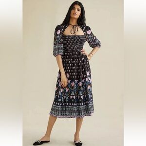 Anthropologie Dasha Smocked Midi Dress